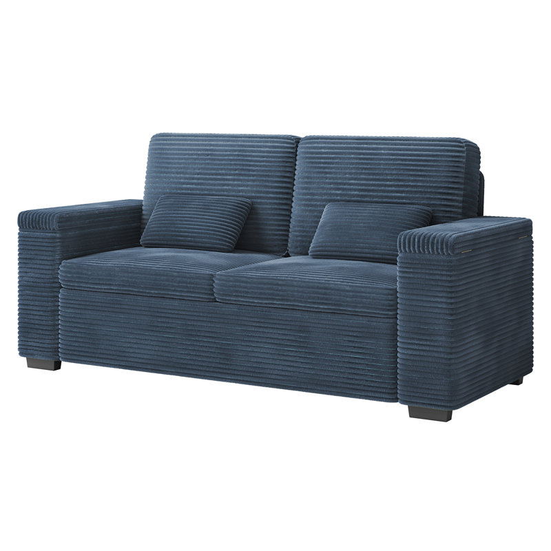 2 Seater Corduroy Sofa, Blue