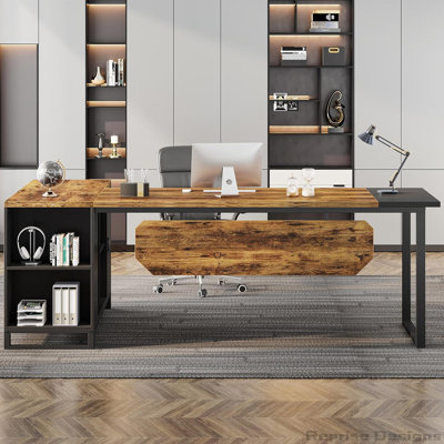 Bureau de direction en L 70,8 po avec classeur de 55 po