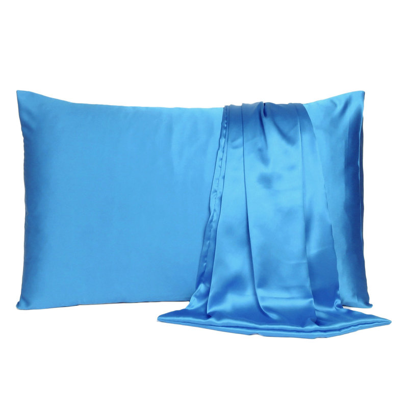 Taie d'oreiller en satin , Standard, Bleu vif