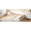 Lit plateforme tapissier en bois pleine grandeur avec garde-corps et coussin, beige-1472575139