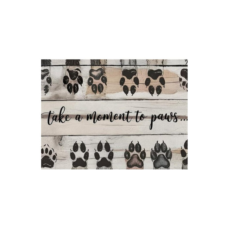 Take A Moment To Paws Dog Lover Gift, Built-In Back Wood Frame Wall Art, 24 X 36