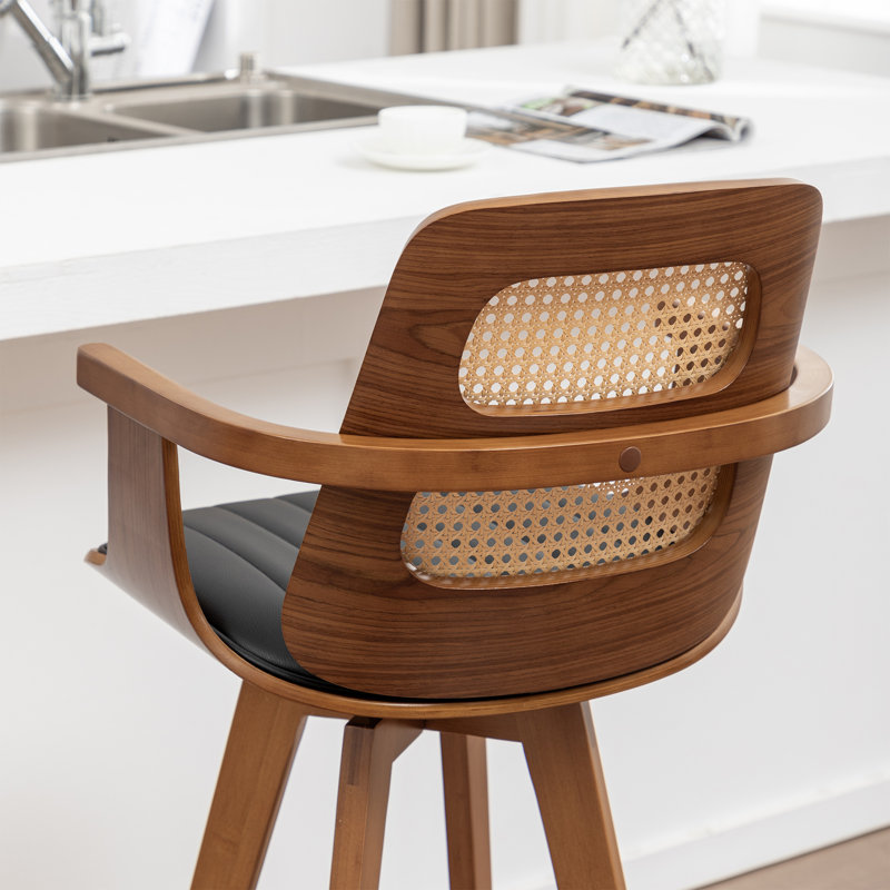 Swivel Upholstered Counter Stool, Black, Bar Stool (76.2cm Seat Height)