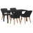 vidaXL Garden Dining Set with Cushion 5 pcs Black Poly Rattan-61073410-48757677-48757666