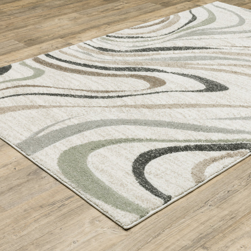 Tapis 6 pi x 9 pi beige, gris, brun, sauge, bleu pâle, brun clair et gris anthracite