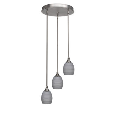 Fidela 3 Light Stem Hung Cluster Pendalier With 5.5" Matrix Glass
