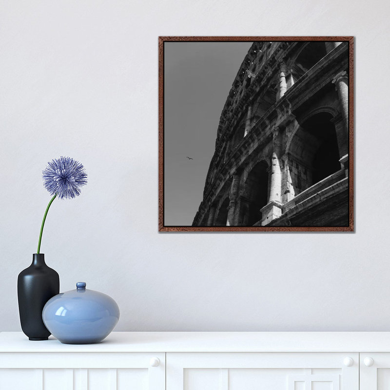 Roman Coliseum by Bethany Young - Print on Canvas, 45.72cm H x 45.72cm W x 3.81cm D, Classic Brown Wood Framed