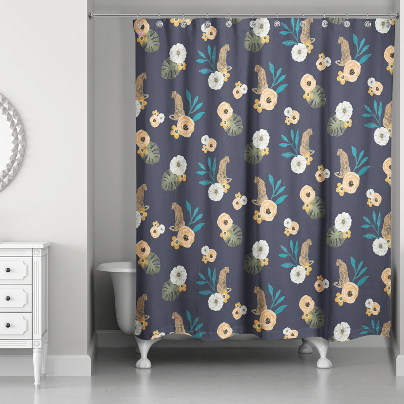 Ensemble de rideau de douche en polyester, Bleu