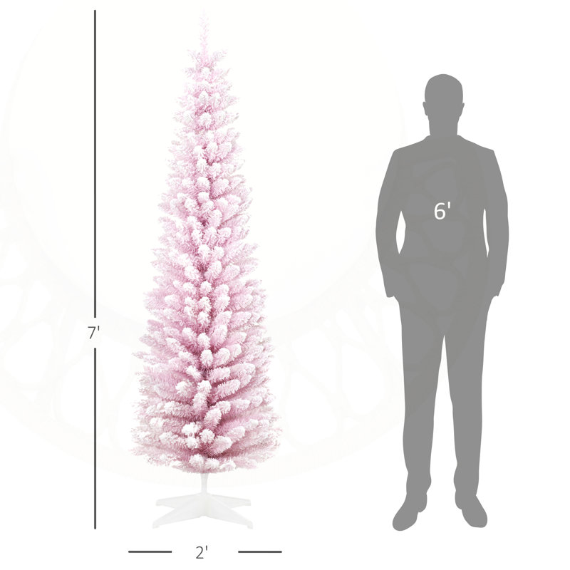Arbre de Noël artificiel enneigé avec forme de crayon et branches pleines de neige pour une décoration intérieure festive