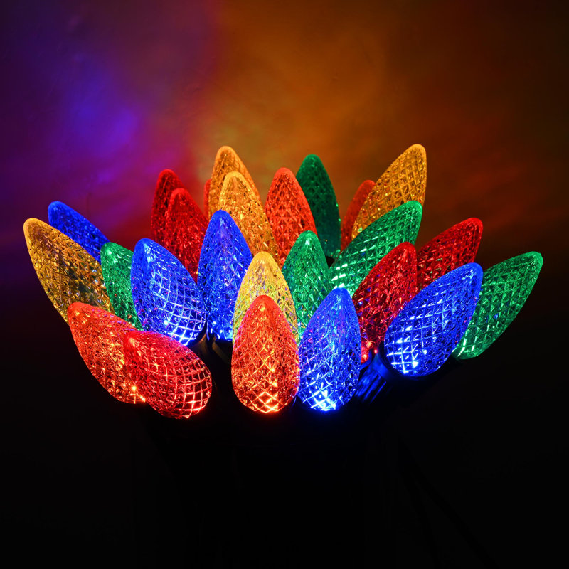  Multicolore 100 lumières de Noël 100 pi C9 100 lumières DEL avec 100 pinces pour éclairage de toit