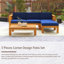 5-Piece Natural Wood Frame Outdoor Patio Sectional Sofa Sets With Cushion-798889535