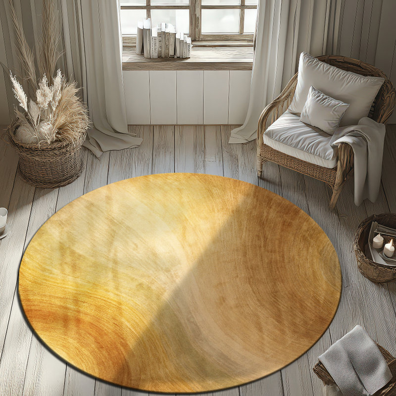 Tapis de zone dorée touffeté à la main, Rond 4 pi