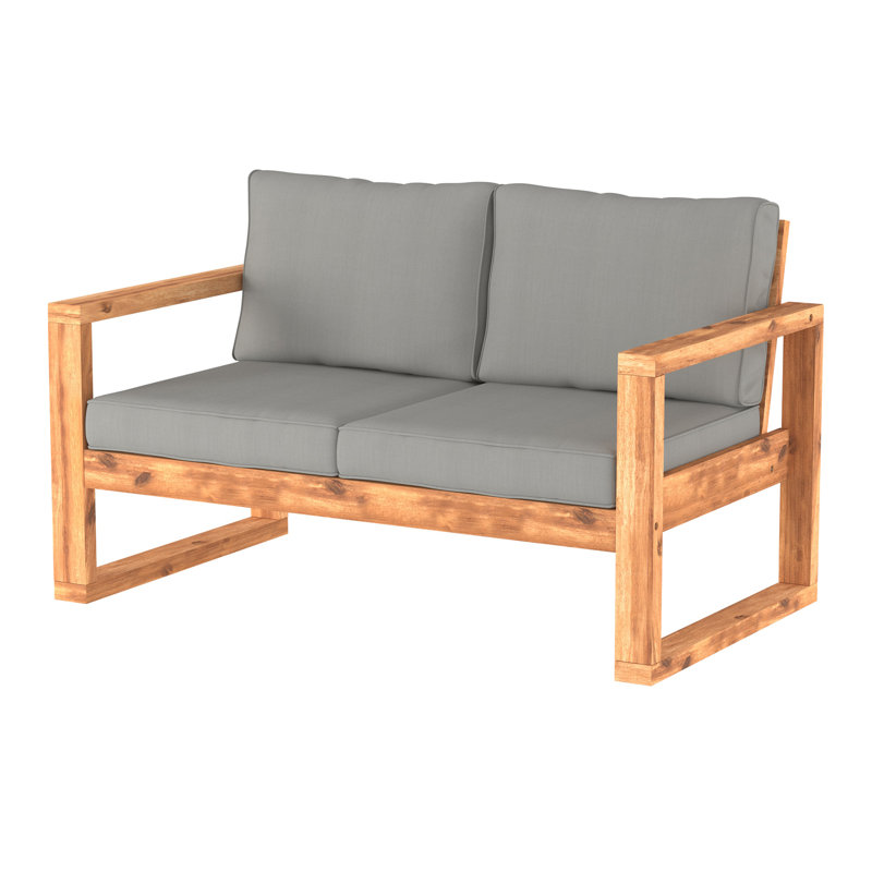 Causeuse d'extérieur en bois d'acacia avec coussins