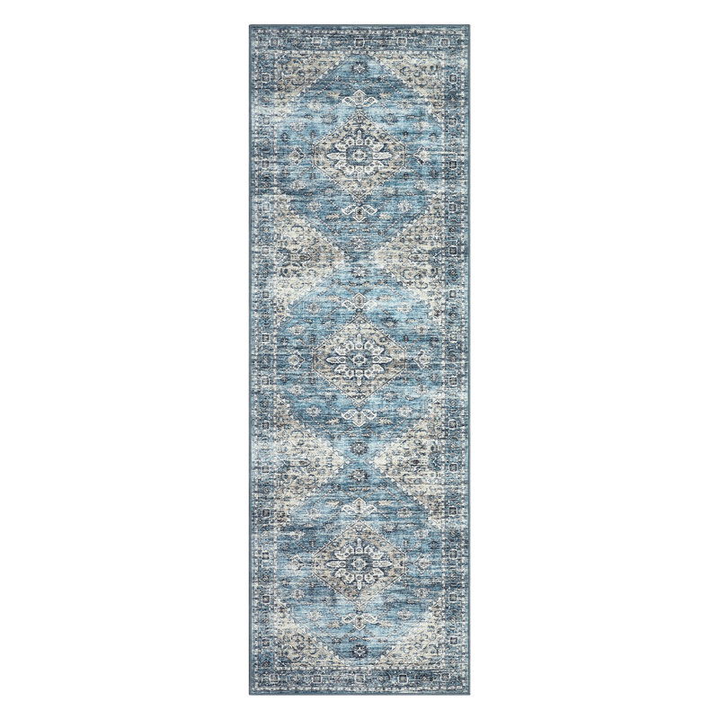 Elegant Oriental Machine Washable Rug with Rubber Anti-Slip Backing Ideal for Living Room, Dining Room, Bedroom, Office & Playroom