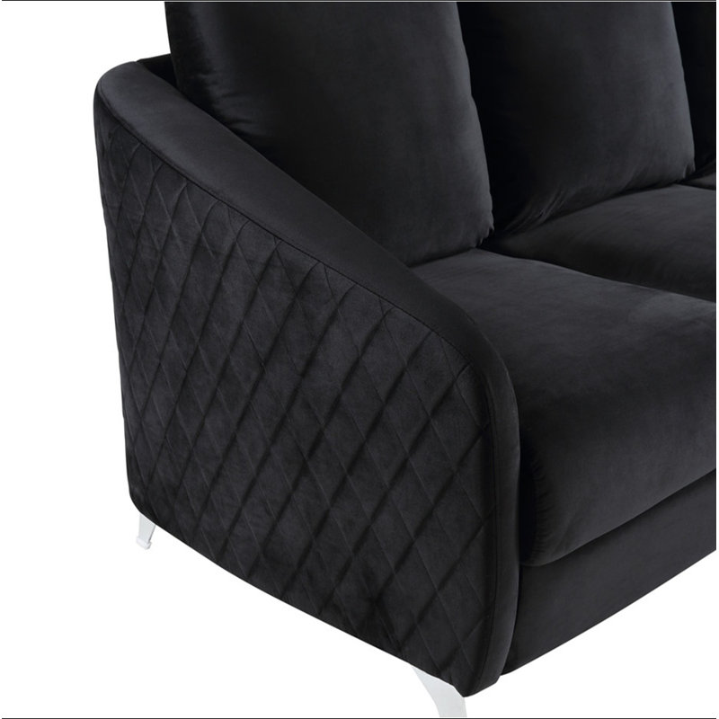 Causeuse moderne chic en velours noir Livia