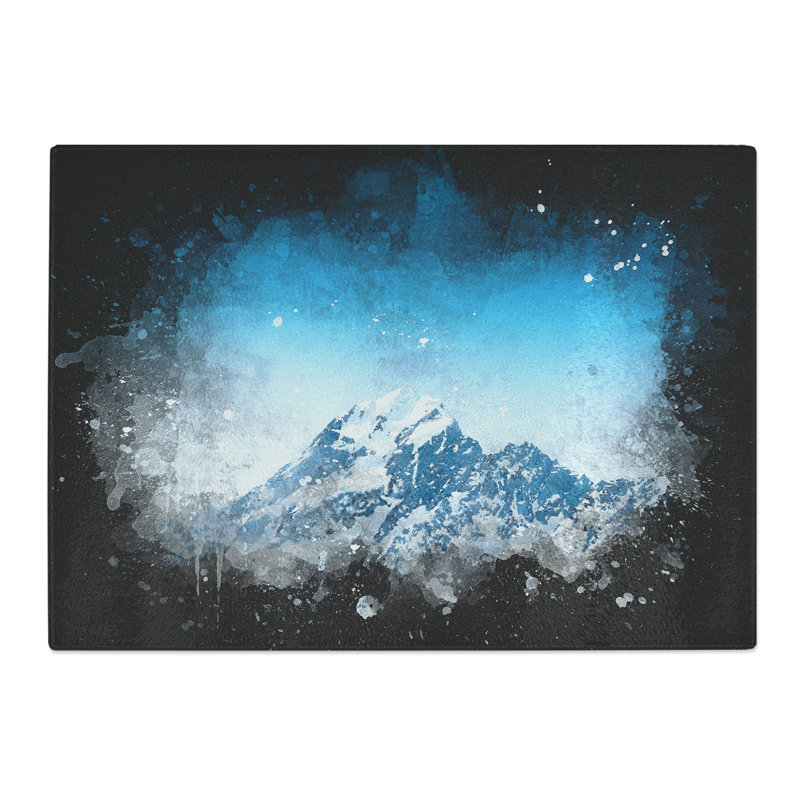 Tempered Glass Snow Covered Aoraki Mount Cook Chopping Board, 20 cm x 28.5 cm