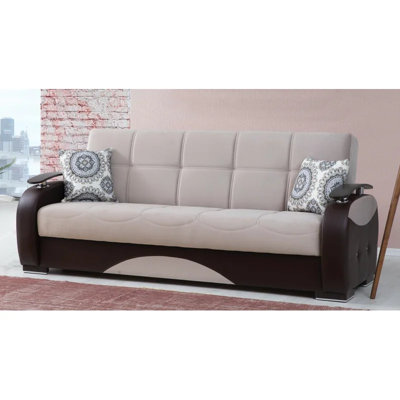 Causeuse-lit convertible en cuir Midfrost
