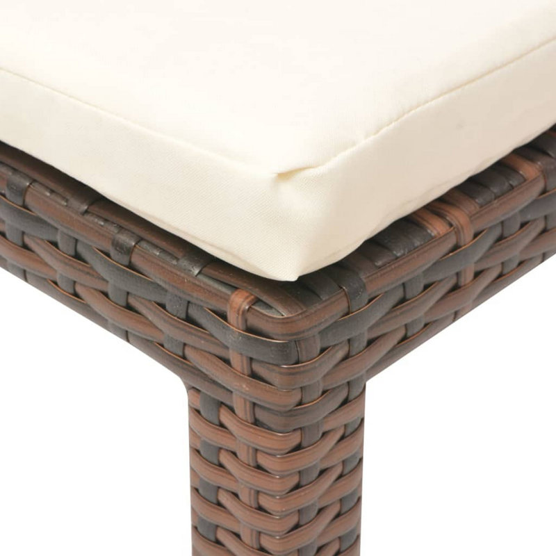 Chaise longue d'extérieur avec coussin blanc, dossier réglable, bois brun