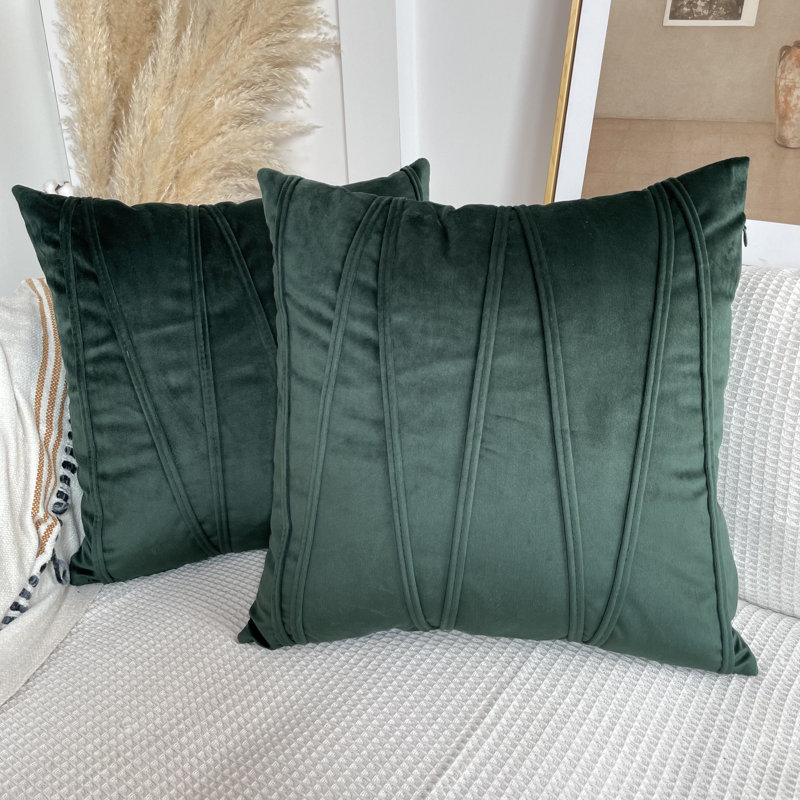 Housse de coussin Chevron, Vert pin, 16 po x 16 po