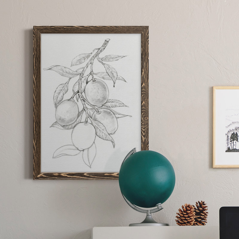 Branche de fruitier I, toile encadrée de qualité supérieure - prête à être accrochée, Noyer, H 20 po x l 17 po x P 1 po