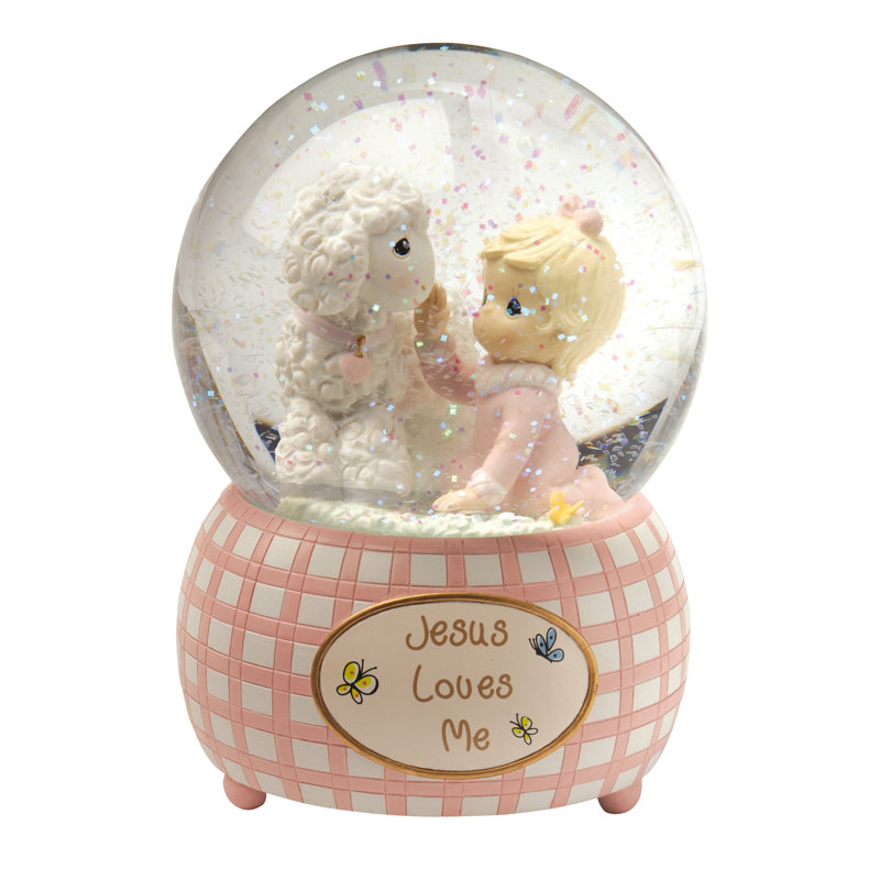 Pink and White Porcelain Musical Waterglobe for Girls