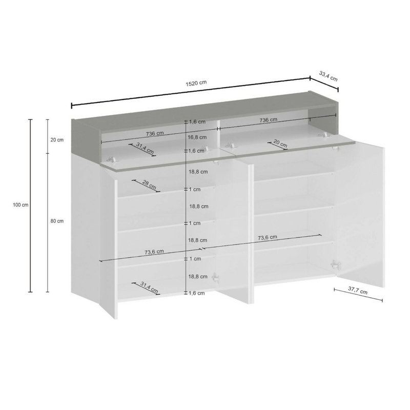 15 Pair Shoe Storage Cabinet, White