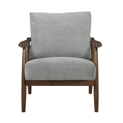 Toni Accent Chair, Foam Fill Gray Polyester, Slat Back Dark Brown Wood