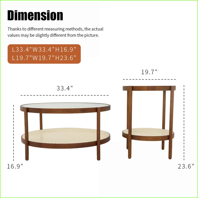 Ensemble de tables basses gigognes modernes en bois massif pour le salon, assemblage facile en 10 minutes