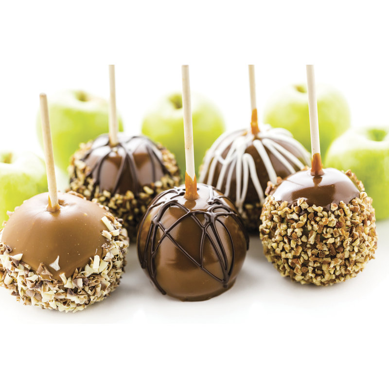 Nostalgia NCCA5 Lazy Susan Chocolate & Caramel Apple Party with Heated Fondue Pot, 25 Sticks, Decorating and Toppings Trays