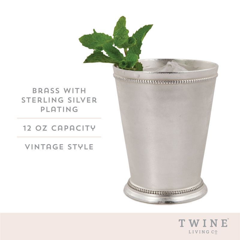 Sterling Silver Plated Brass Mint Julep Cup, 12 oz