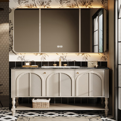 Simple French retro style bathroom cabinet