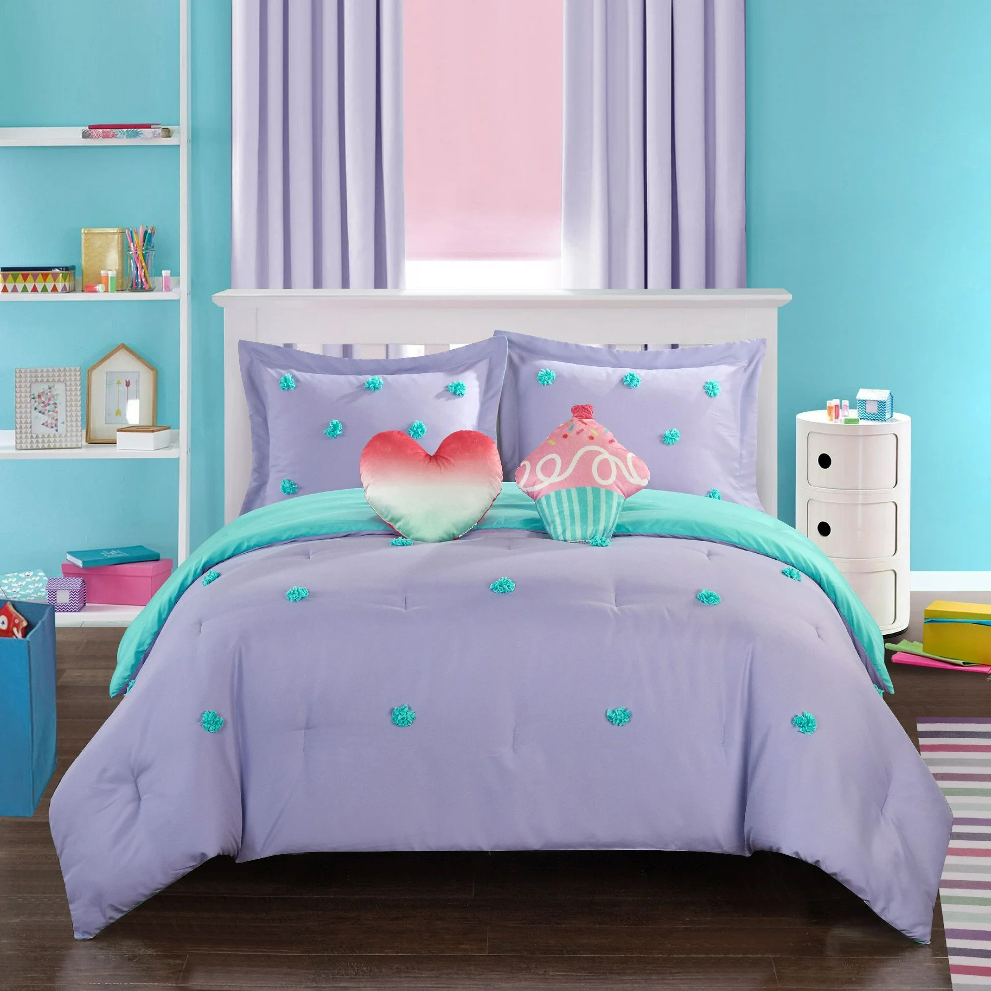 Urban Lifestyle Pom Pom Comforter Set With Two Decorative Pillows | Wayfair