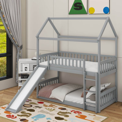 Twin Over Twin Bunk Bed With Slide, House Bed With Slide