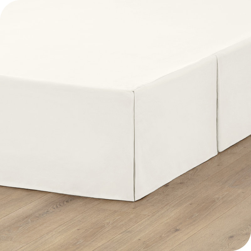 Cream Polyester 15-Inch Drop King Bed Skirt