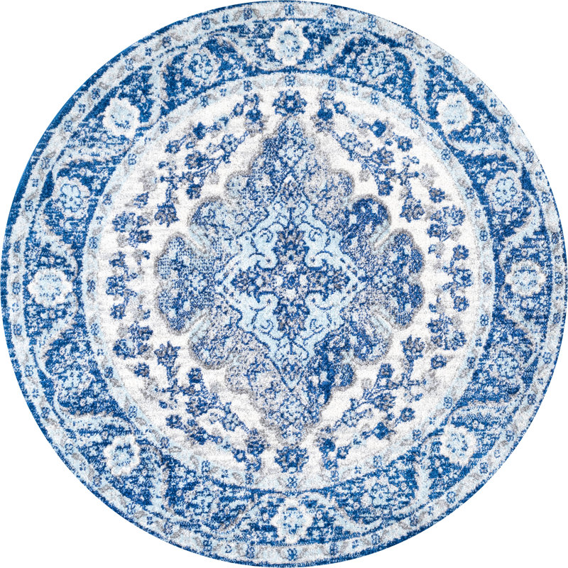 Tapis crème / bleu Lathan Bohemian FLAIR Boho, Rond 5 pi 3 po
