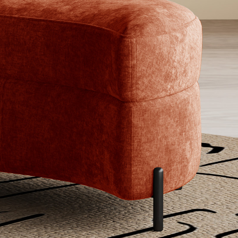 33.9"W Upholstered Storage Ottoman,Dressing Shoe Bench, Terracotta