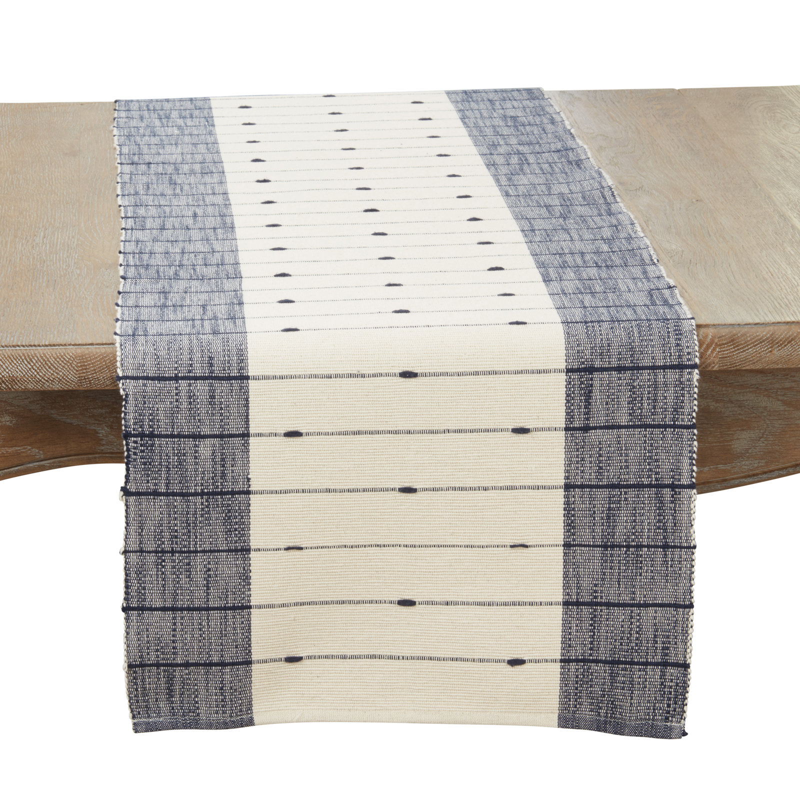 Almazan 72" Cotton Table Runner, Navy Blue