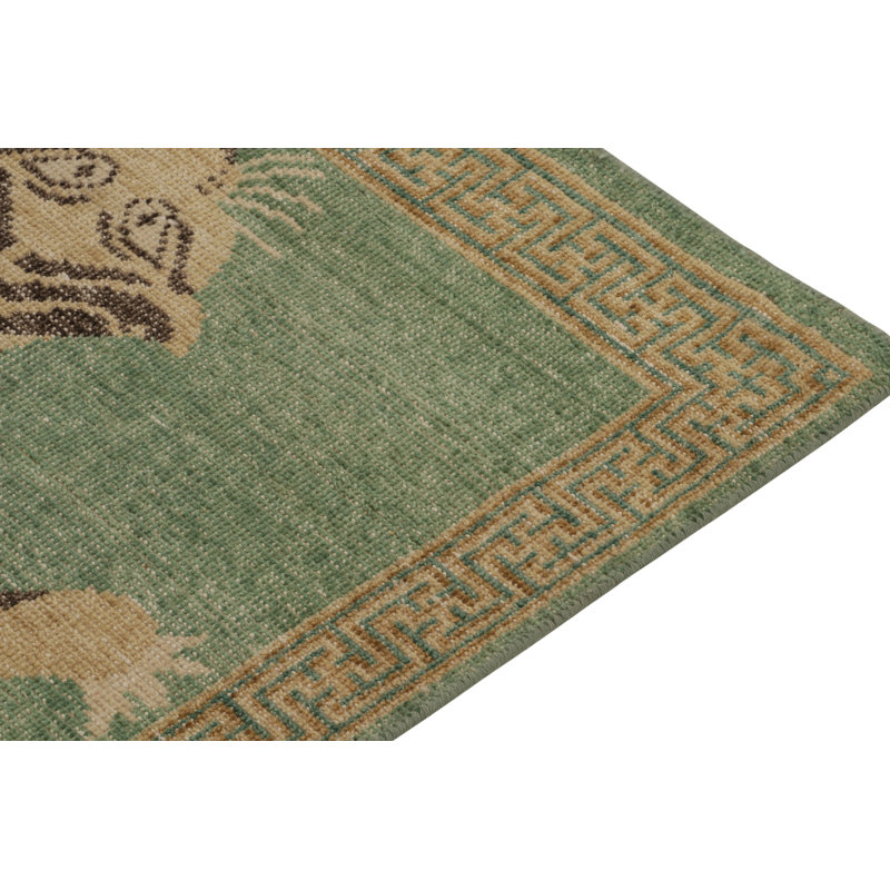 Distressed Homage Hand Knotted Wool Animal Print Area Rug, Runner 2'6" x 10'