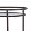 Chariot-bar rond brun moderne avec tablettes en verre trempé et roulettes verrouillables dorées