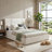 Modern Curved Wingback Velvet Upholstered Platform Bed with Gas Lift Storage, Queen, White-646257342-646257343