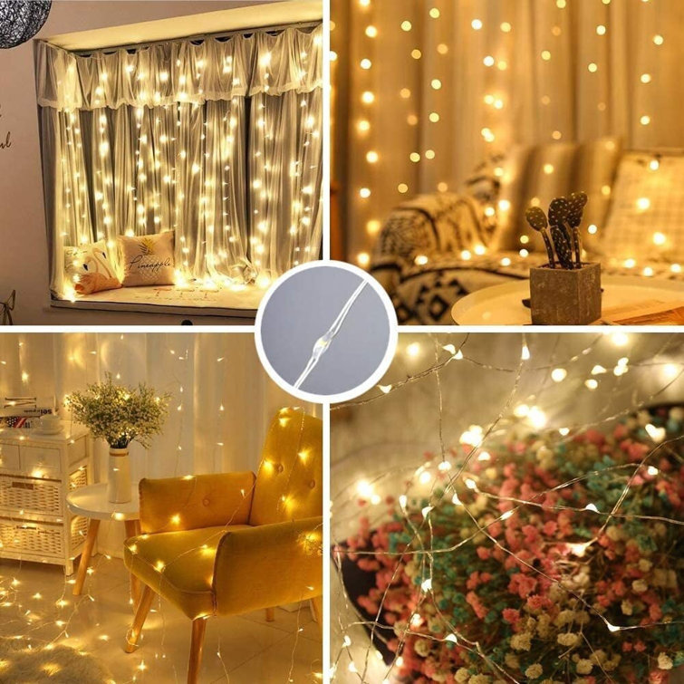 The Holiday Aisle Window Curtain String Light, 300 Waterproof Led Twinkle Lights, 8 Modes Fairy Lights Usb Remote Control Lights For Christmas Bedroo