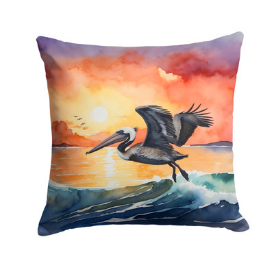 Pelican Fiery Sunset Throw Pillow