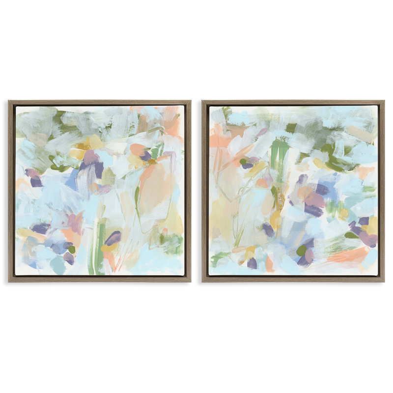  "Pastel Abstract Expressions", ensemble de 2 toiles flottantes encadrées par June Erica Vess, H 25 po x l 25 po
