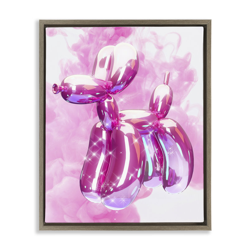 «Balloon Dog with Sparkle» par Ziwei Li, Cadre flottant orme Montalcino, H 21 po x l 17 po