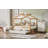 Wooden House Bed with Original Wood Colored Frame Twin Size Trundle and Bookshelf Storage Space-740225784
