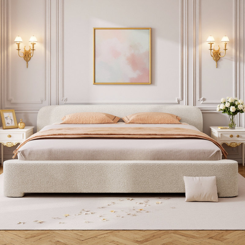 Lit plateforme tapissier Modern Minimalist, Très grand lit