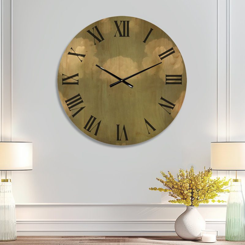 Très grande horloge murale de jardin en bois - beau fond de marguerite blanche brumeuse, Grand