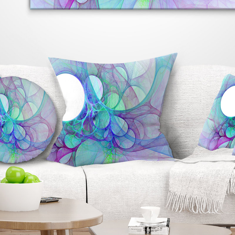 Ailes d'ange transparent bleu fractal - coussin imprimé abstrait, 16 po x 1 po, Coussin décoratif