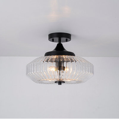 2-Light Fluted Glass Pendant & Semi-Flush Mount