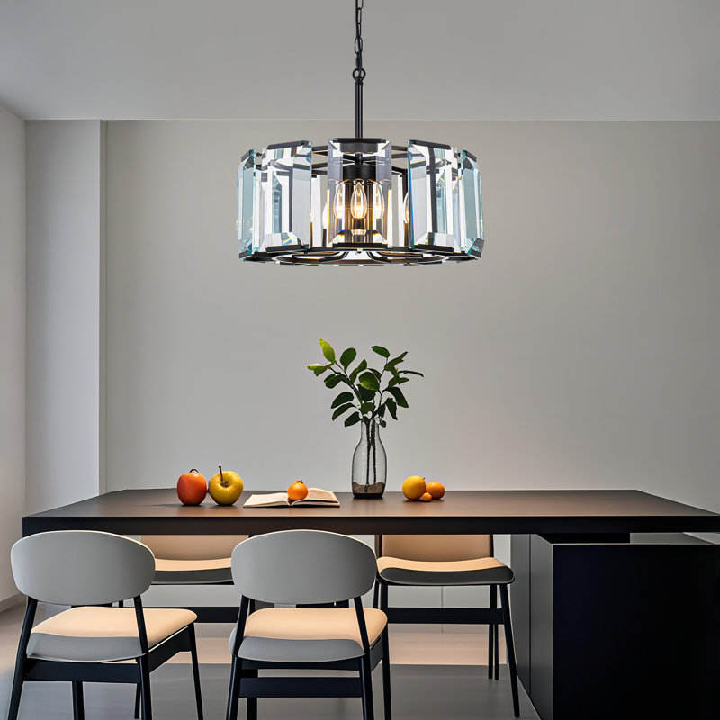 5 Light 19.69'' Modern Crystal Prism Drum Tiered Chandelier