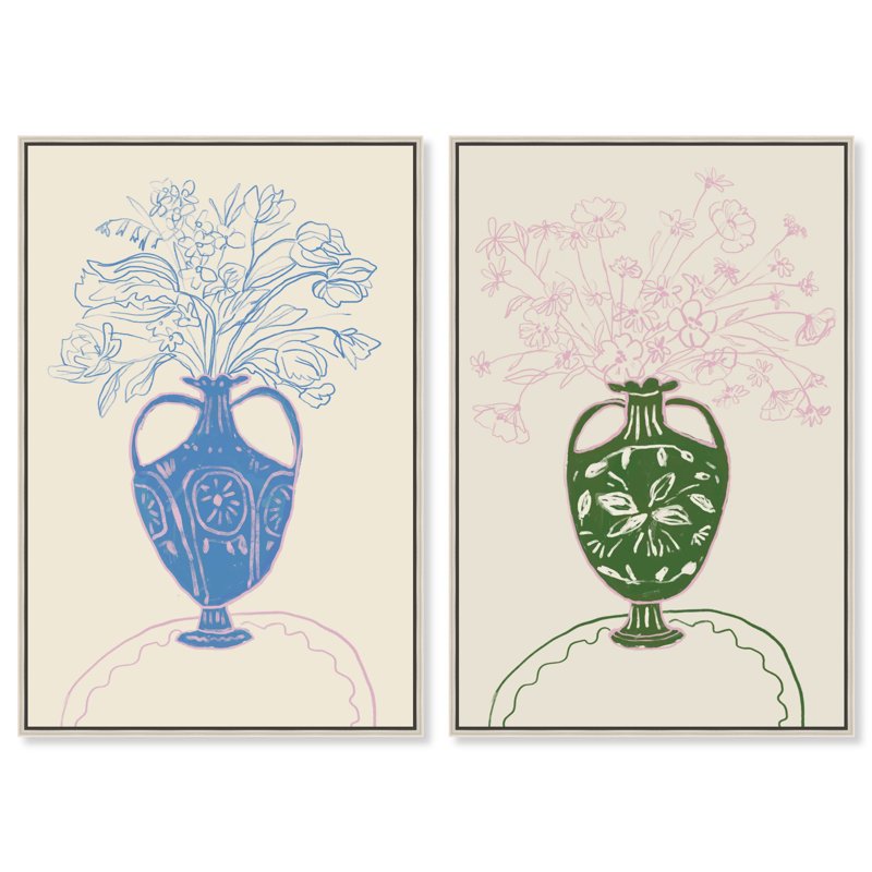 Flower Sutdio Set Set by Oliver Gal, Silver Floater Frame, 17"H x 25"W